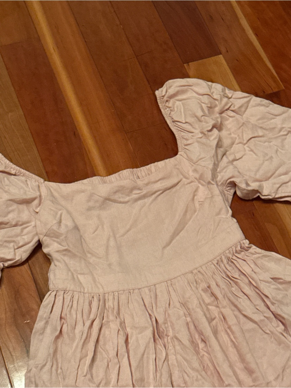 MABLE Puff Sleeve Square Neck Mini Dress in Blush - Picture 4 of 6